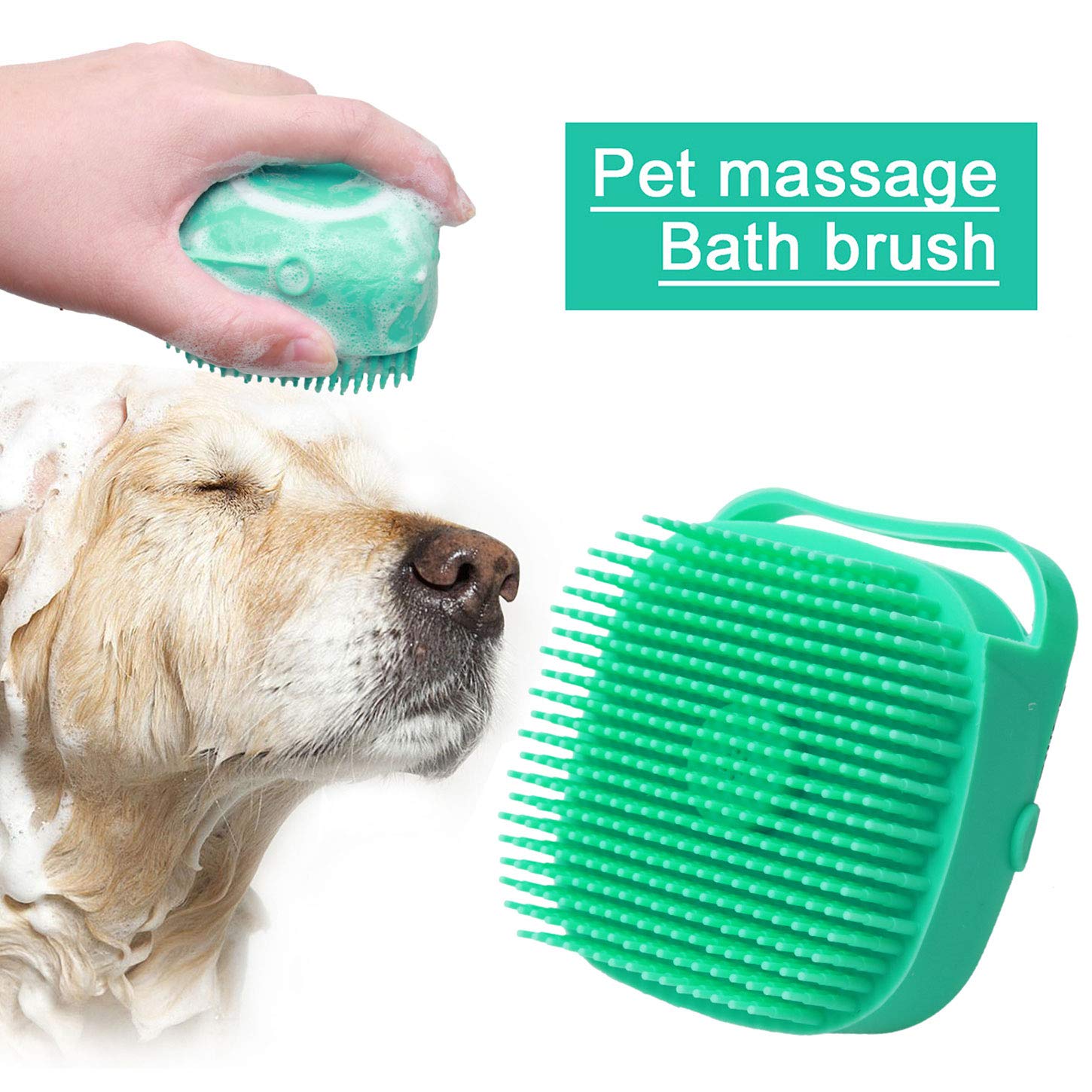 2-in-1 Pet Bath Brush with Shampoo Dispenser for Dogs & Cats