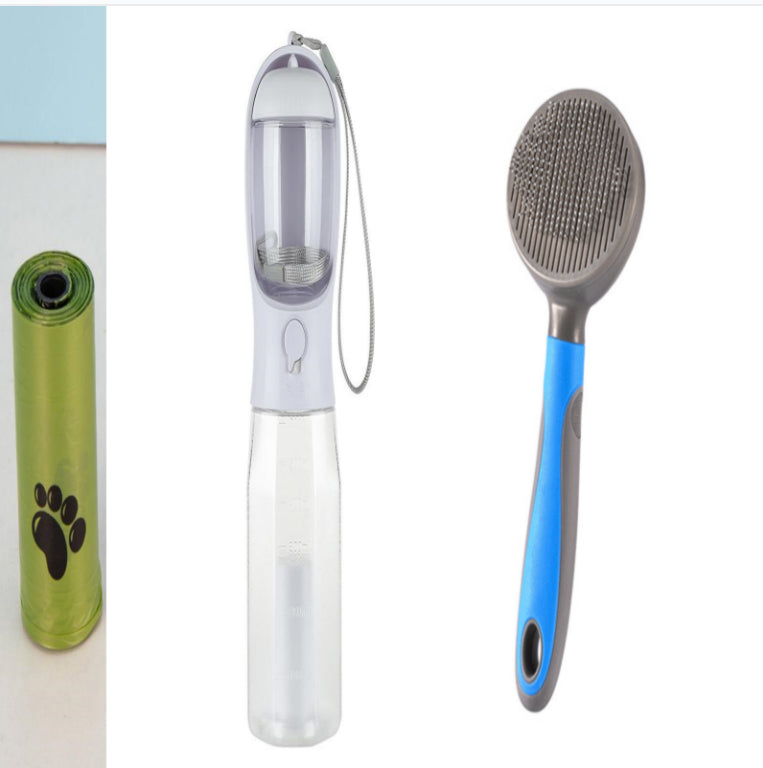 Portable Dog Water Bottle with Food & Poop Bag Dispenser