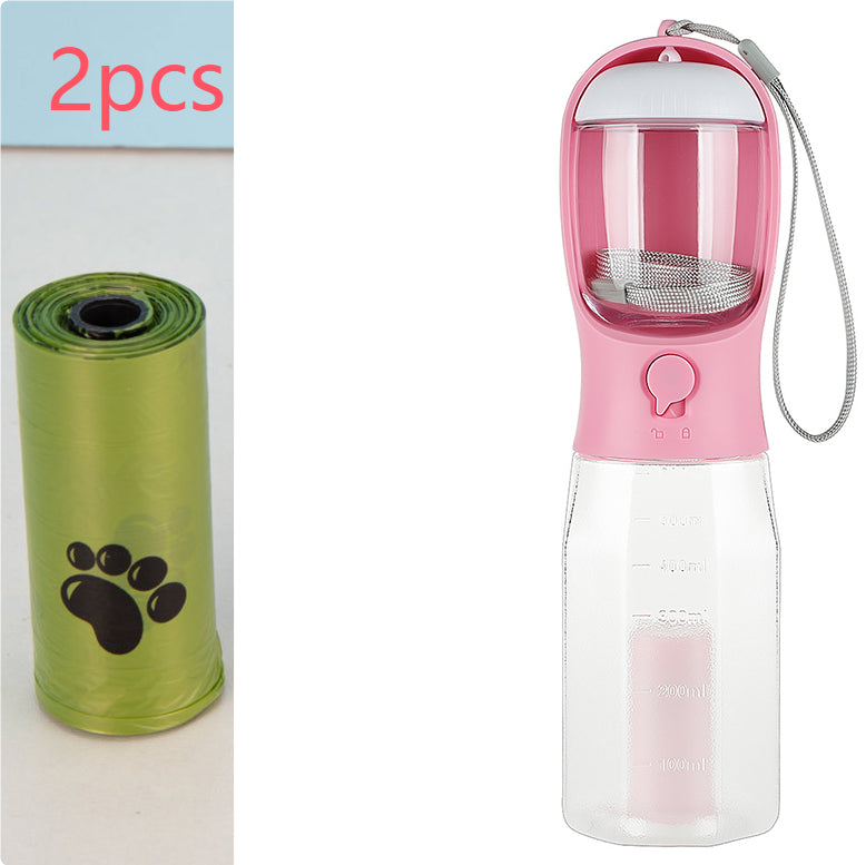 Portable Dog Water Bottle with Food & Poop Bag Dispenser