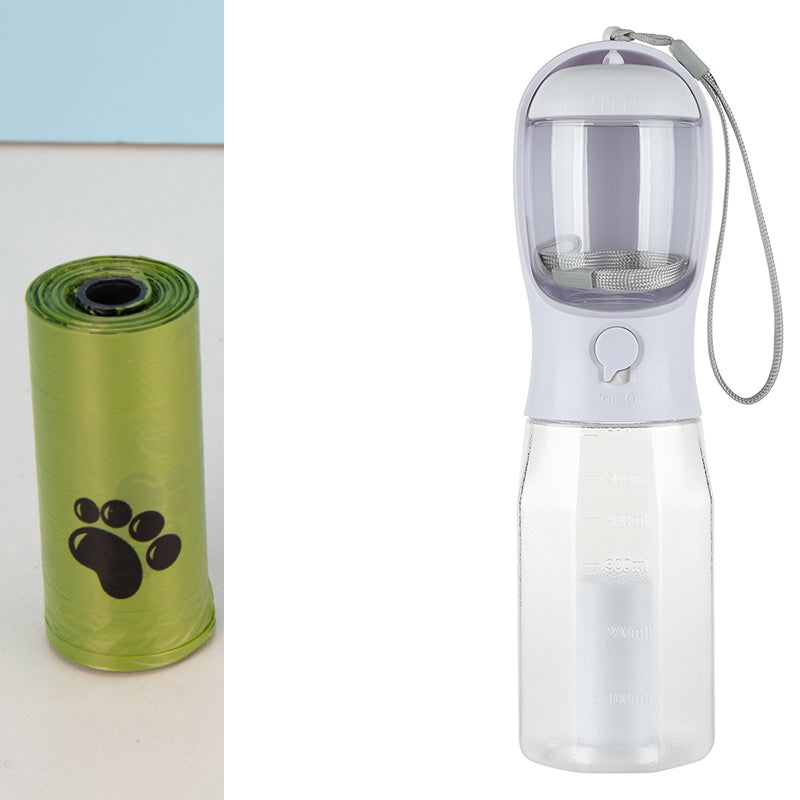 Portable Dog Water Bottle with Food & Poop Bag Dispenser