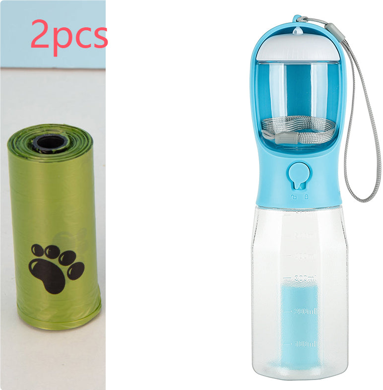 Portable Dog Water Bottle with Food & Poop Bag Dispenser