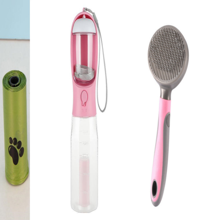 Portable Dog Water Bottle with Food & Poop Bag Dispenser