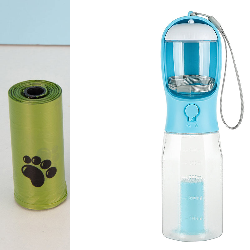 Portable Dog Water Bottle with Food & Poop Bag Dispenser