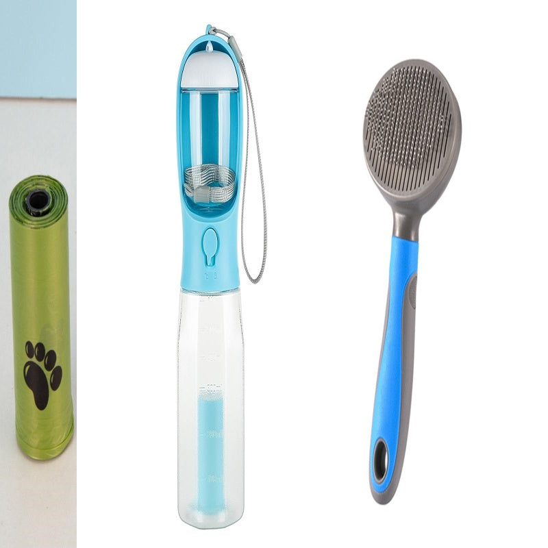 Portable Dog Water Bottle with Food & Poop Bag Dispenser