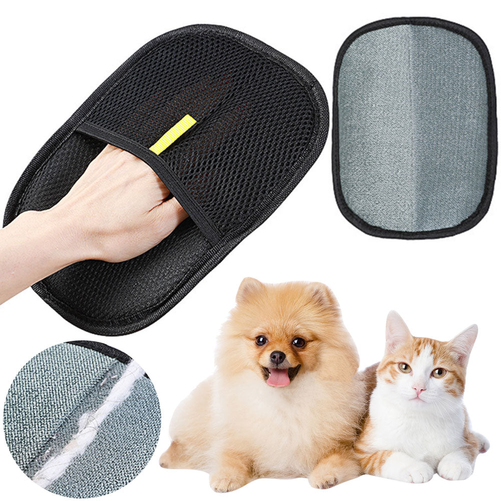Pet hair remover glove for dogs and cats